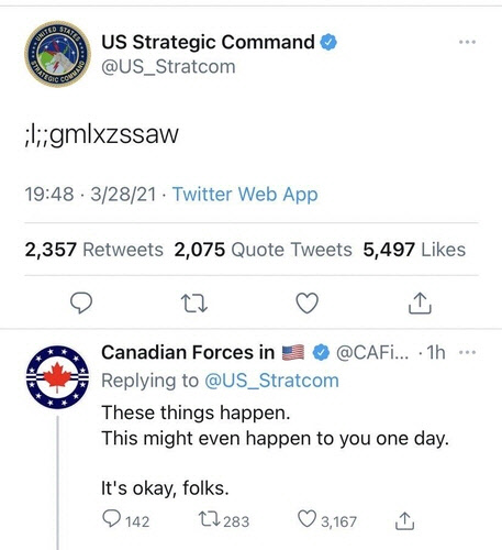 금방 삭제된 미 전략사령부 트윗[트위터 캡처]